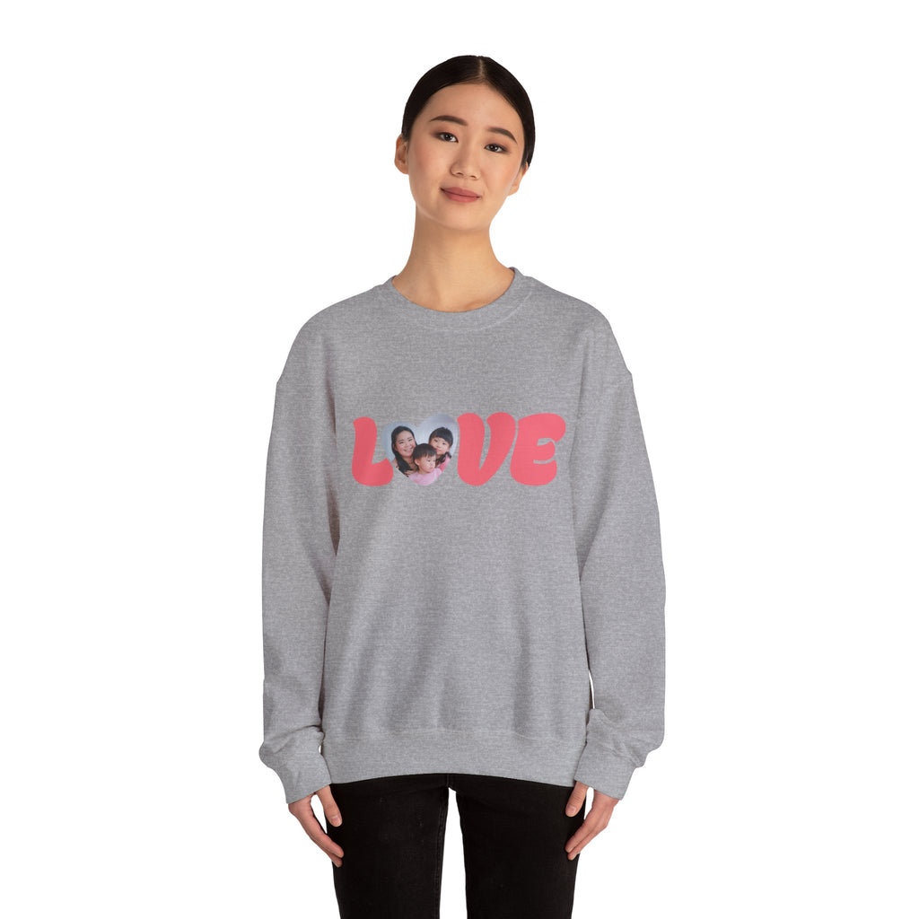 Love Photo Crewneck Sweatshirt — Personalized Heart Photo Love Sweatshirt
