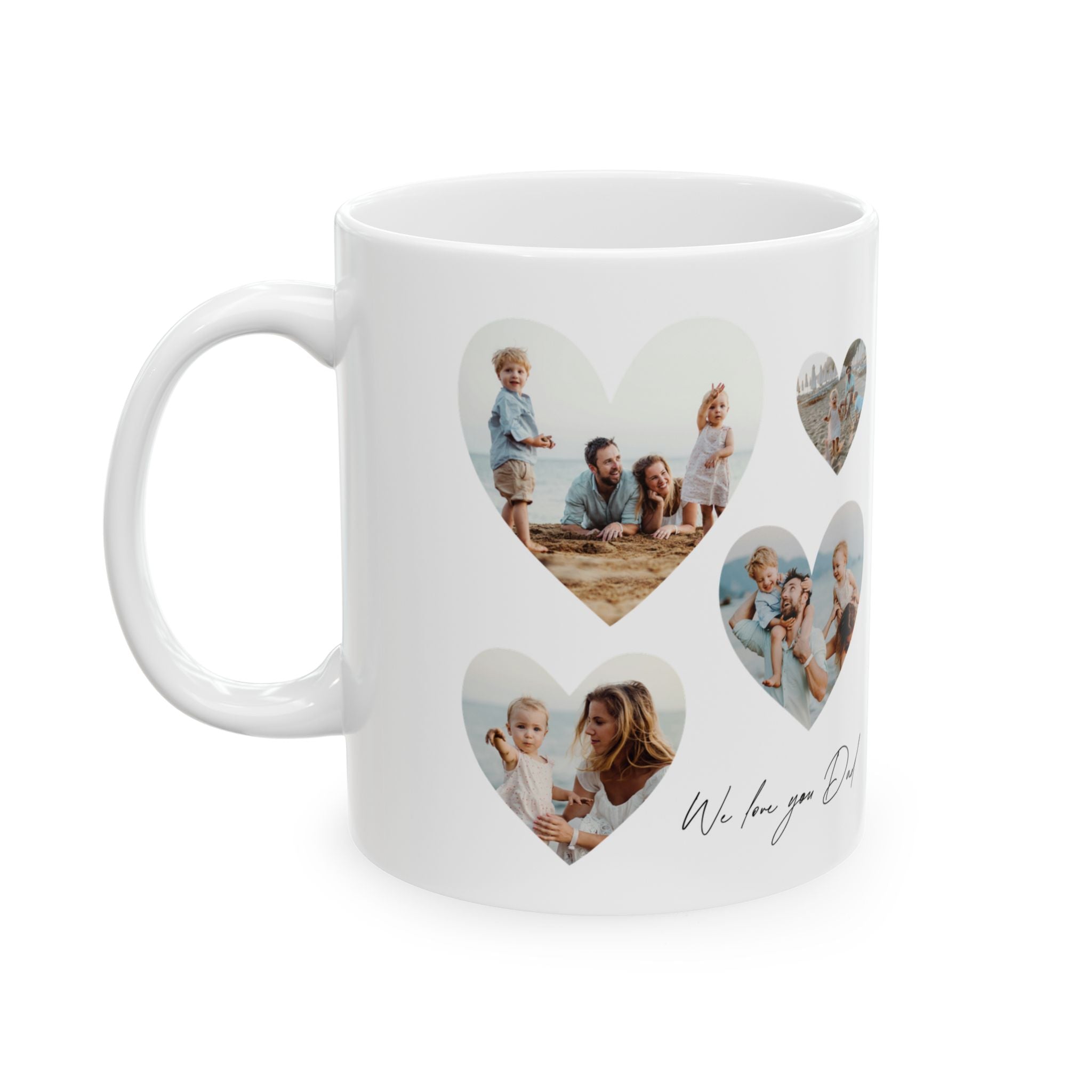 4 Hearts Photo Collage Mug - Personalized Family Coffee Cup