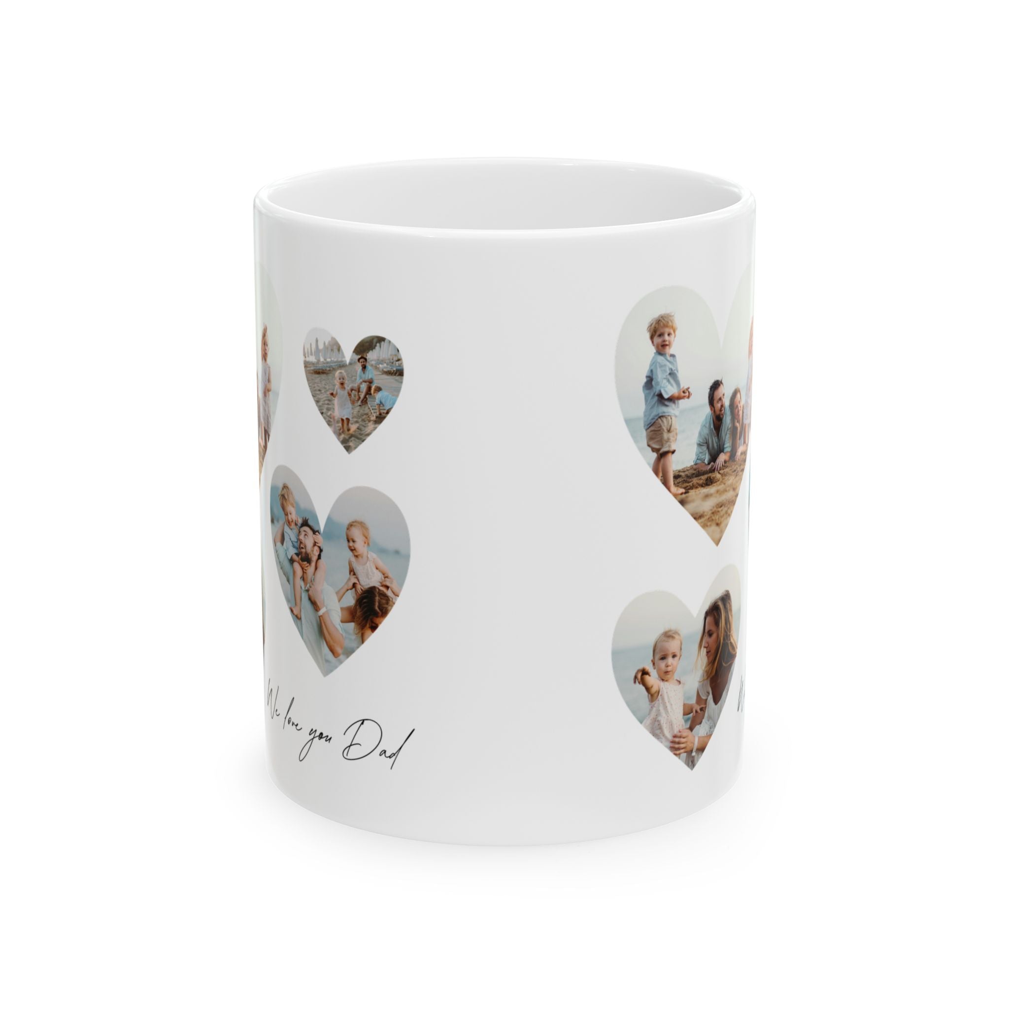 4 Hearts Photo Collage Mug - Personalized Family Coffee Cup