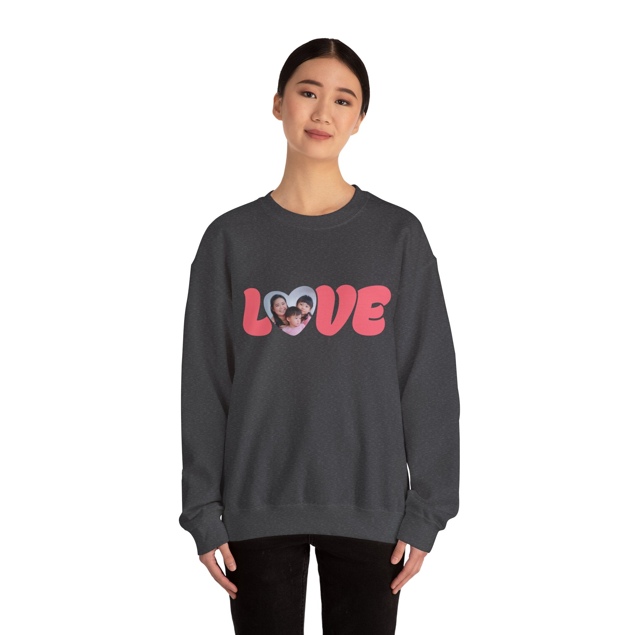 Love Photo Crewneck Sweatshirt — Personalized Heart Photo Love Sweatshirt