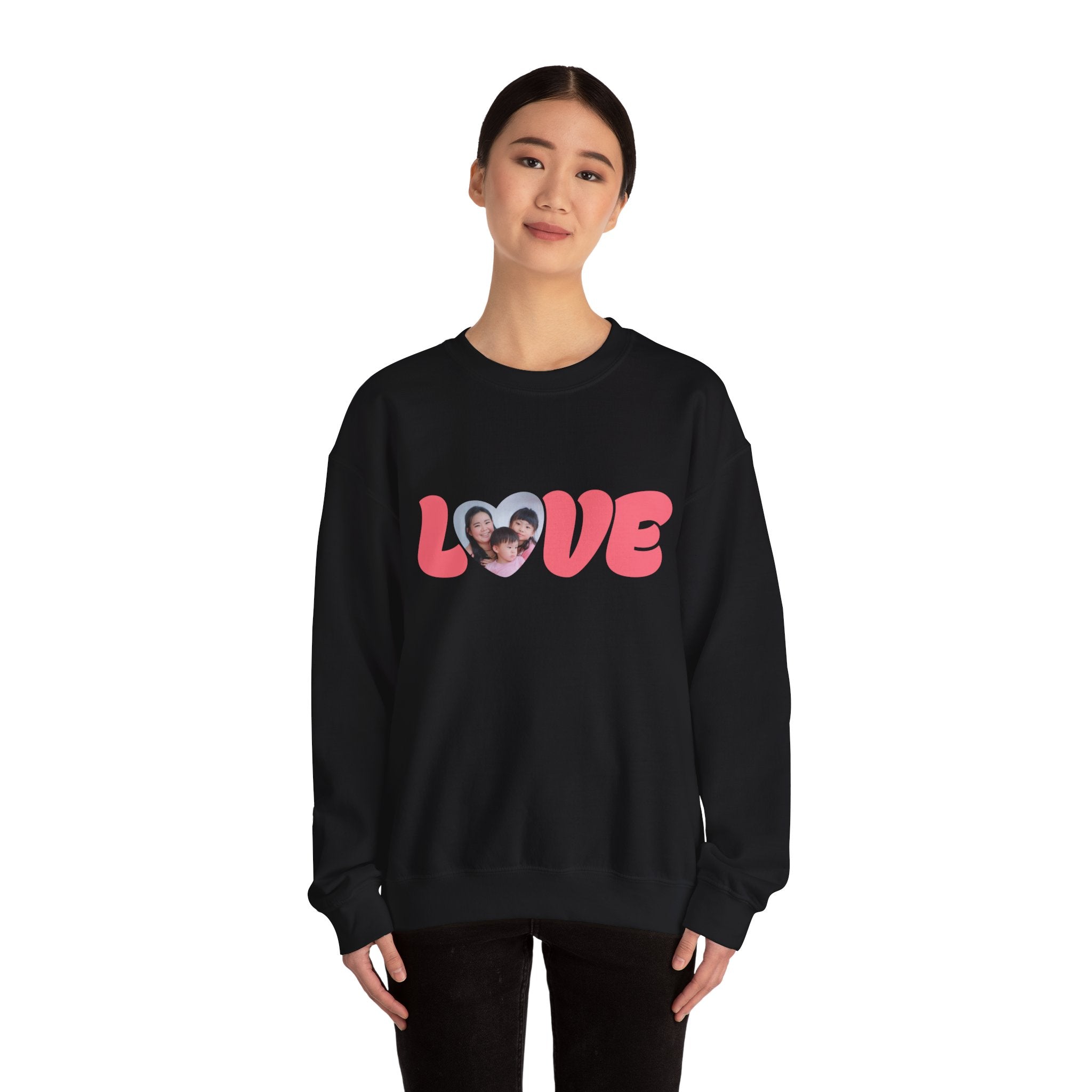 Love Photo Crewneck Sweatshirt — Personalized Heart Photo Love Sweatshirt