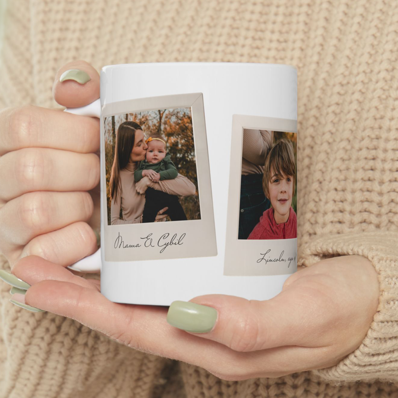 3 Polaroid Family Photo Mug - Personalized Coffee Cup