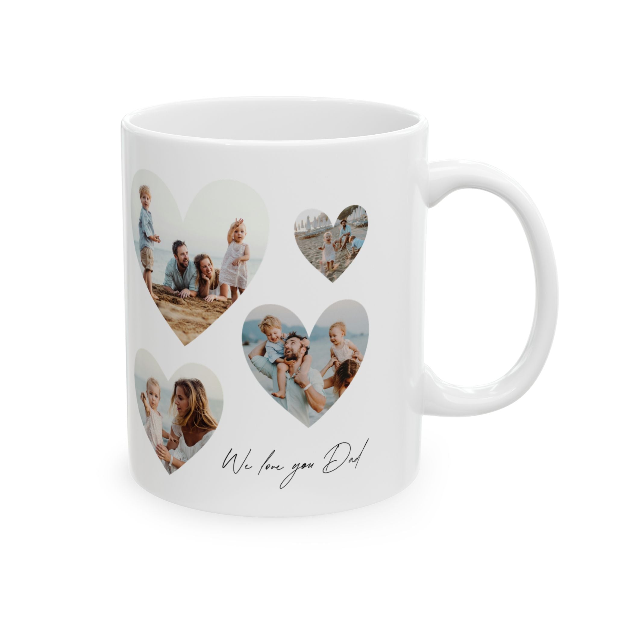 4 Hearts Photo Collage Mug - Personalized Family Coffee Cup