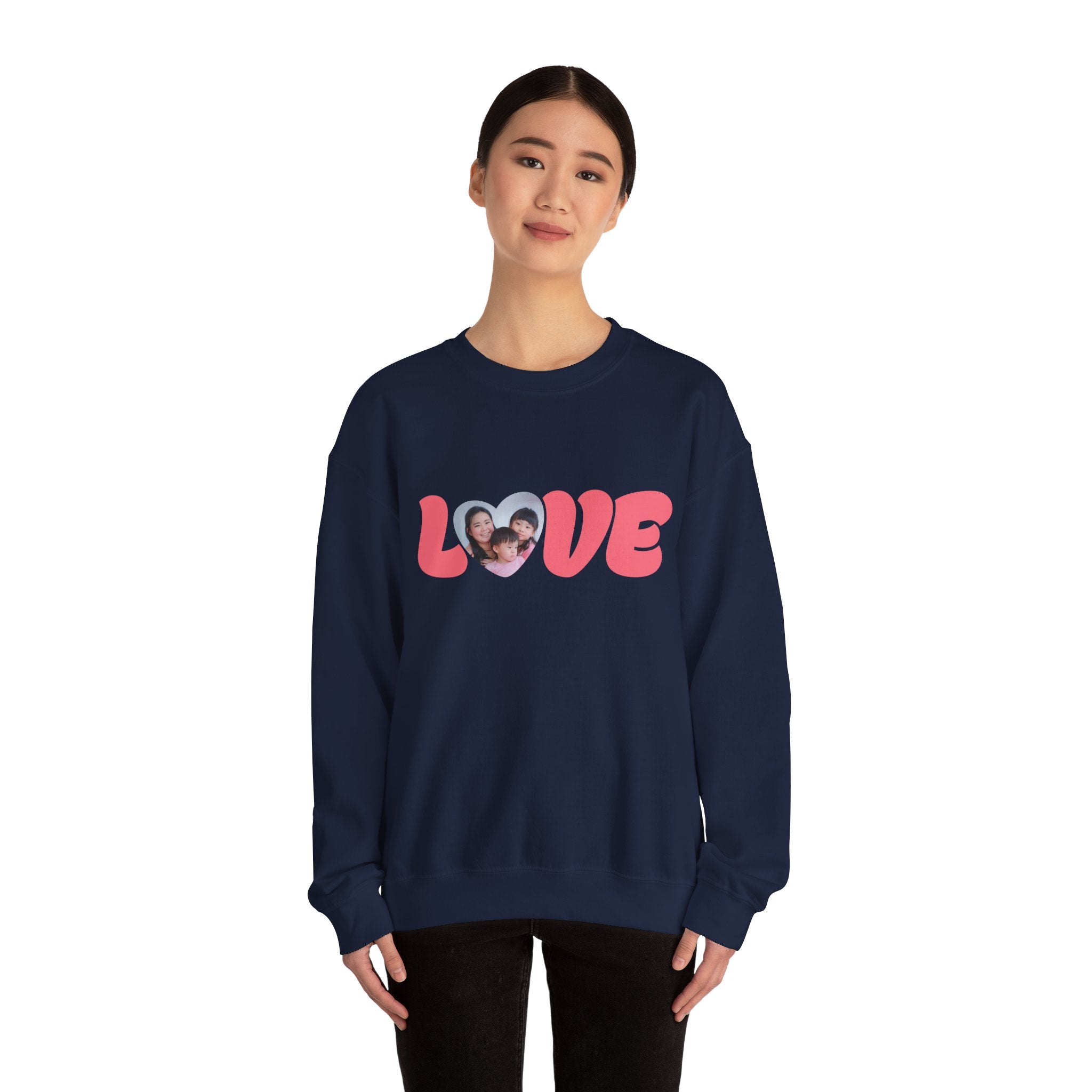 Love Photo Crewneck Sweatshirt — Personalized Heart Photo Love Sweatshirt