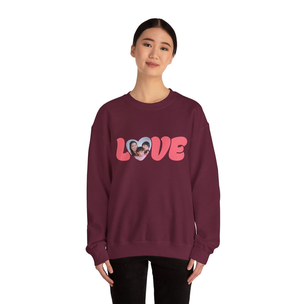 Love Photo Crewneck Sweatshirt — Personalized Heart Photo Love Sweatshirt