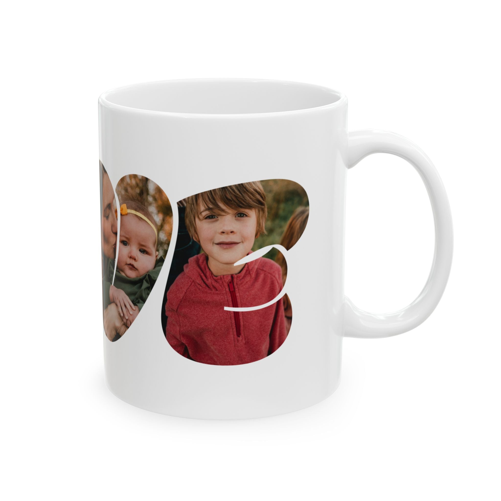 LOVE Photo Mug - Personalized Ceramic Coffee Cup with Family and Baby Photos