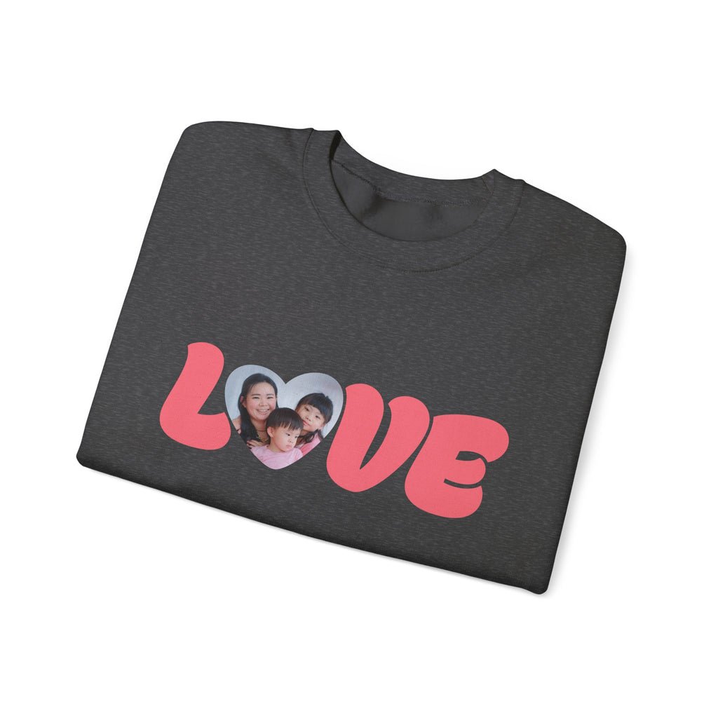 Love Photo Crewneck Sweatshirt — Personalized Heart Photo Love Sweatshirt