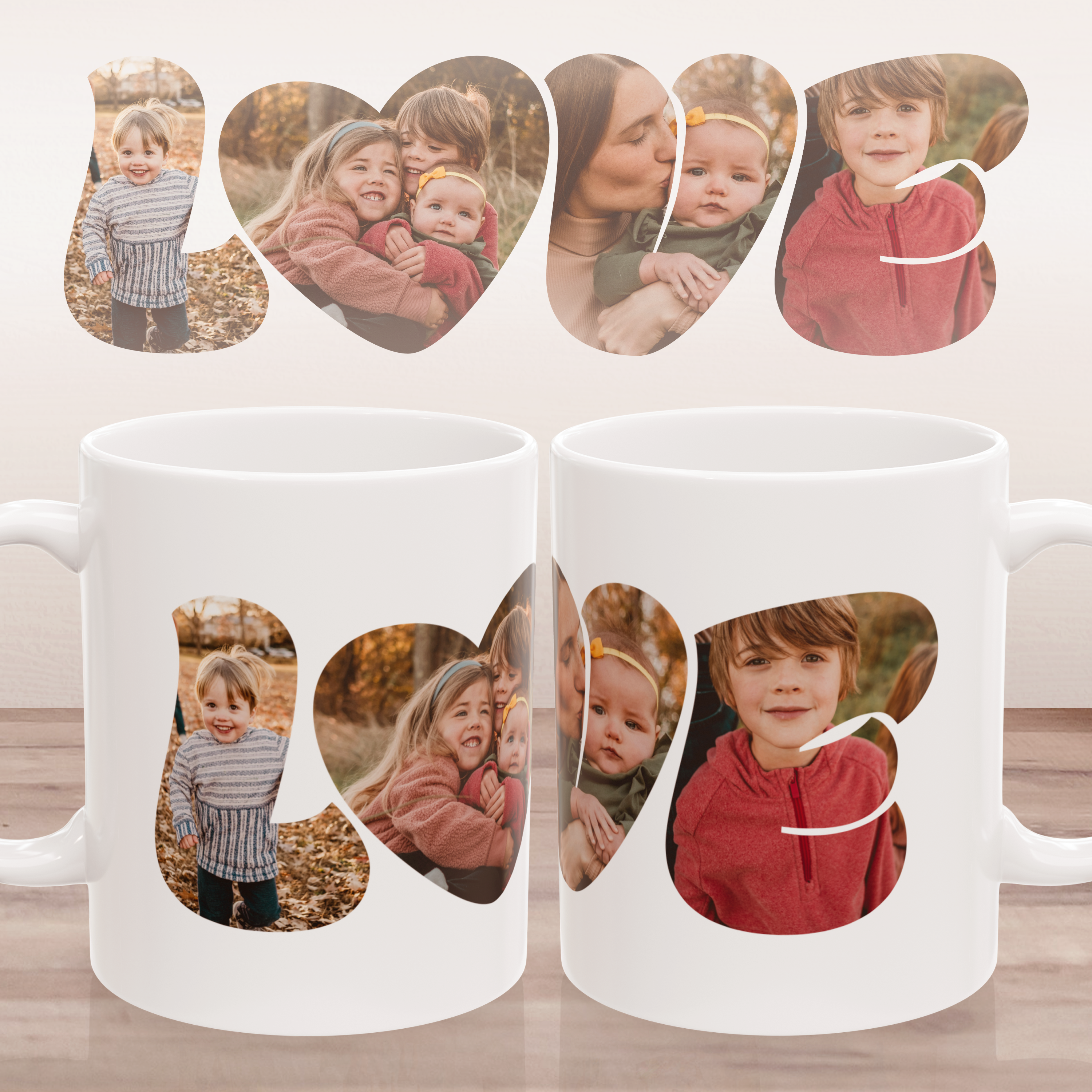 LOVE Photo Mug - Personalized Ceramic Coffee Cup with Family and Baby Photos