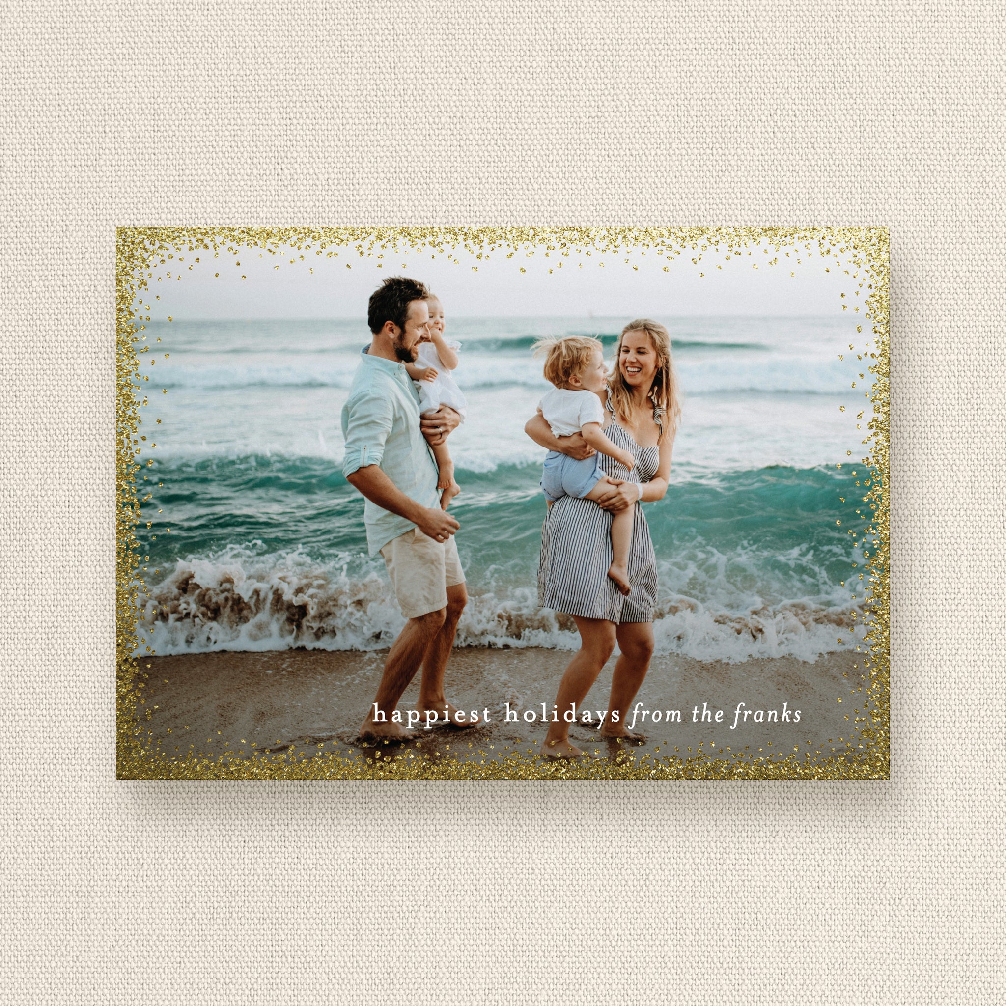 Holiday Frame Photo Card with Gold Glitter Foil