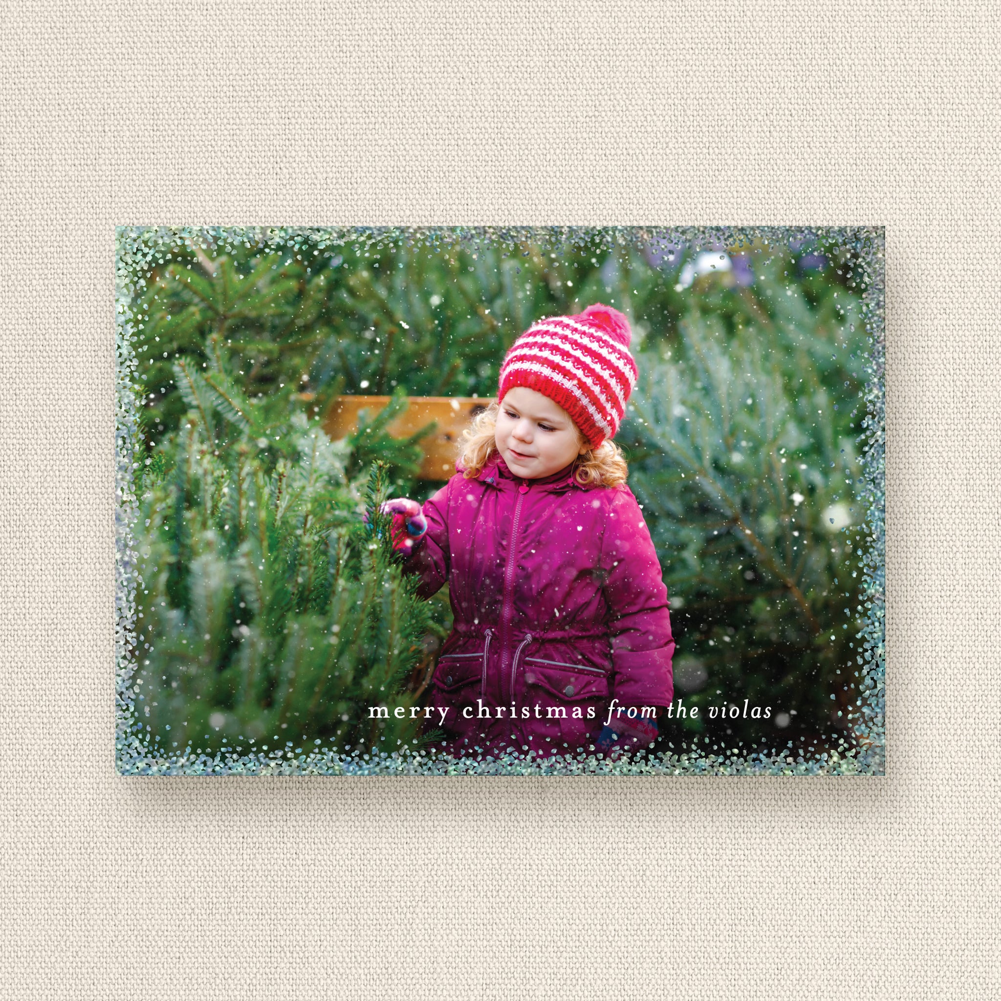 Holiday Frame Photo Card with Holographic Glitter Foil