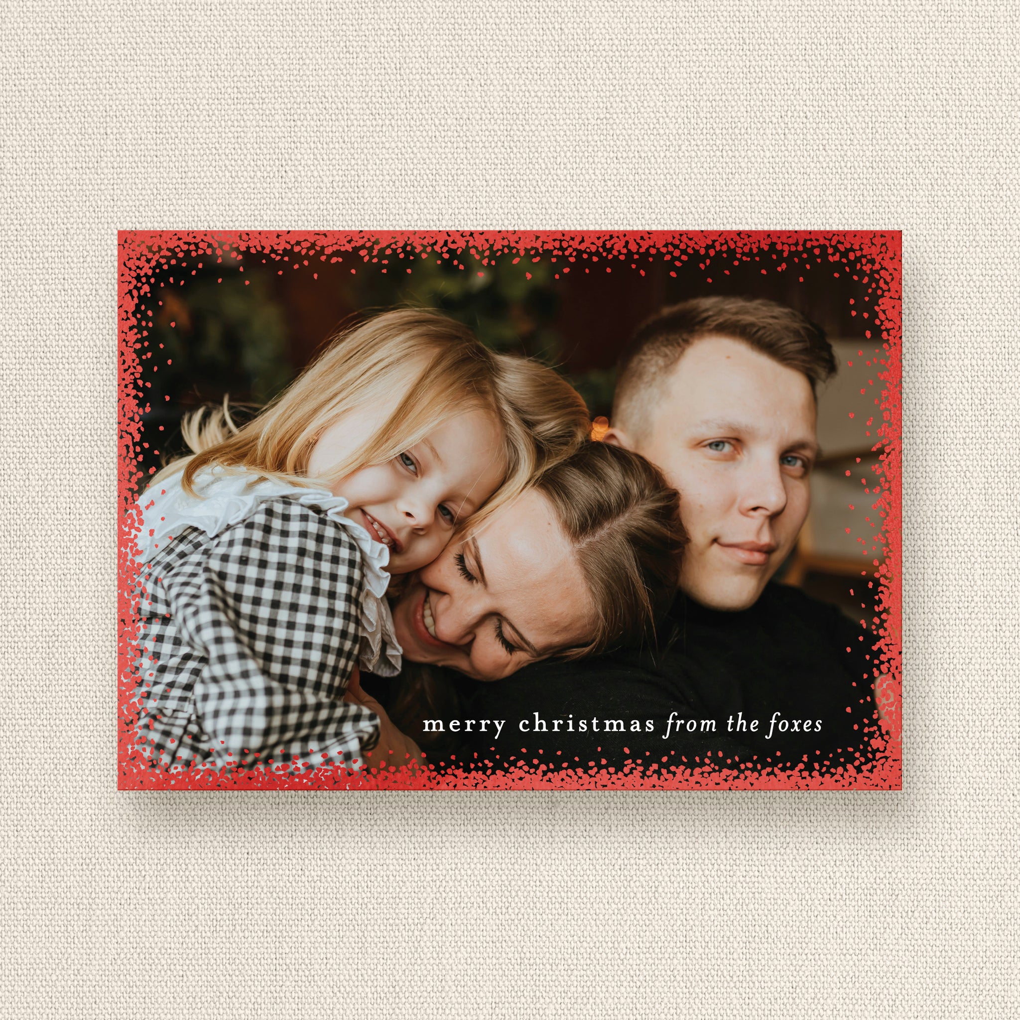 Holiday Frame Photo Card with Red Foil