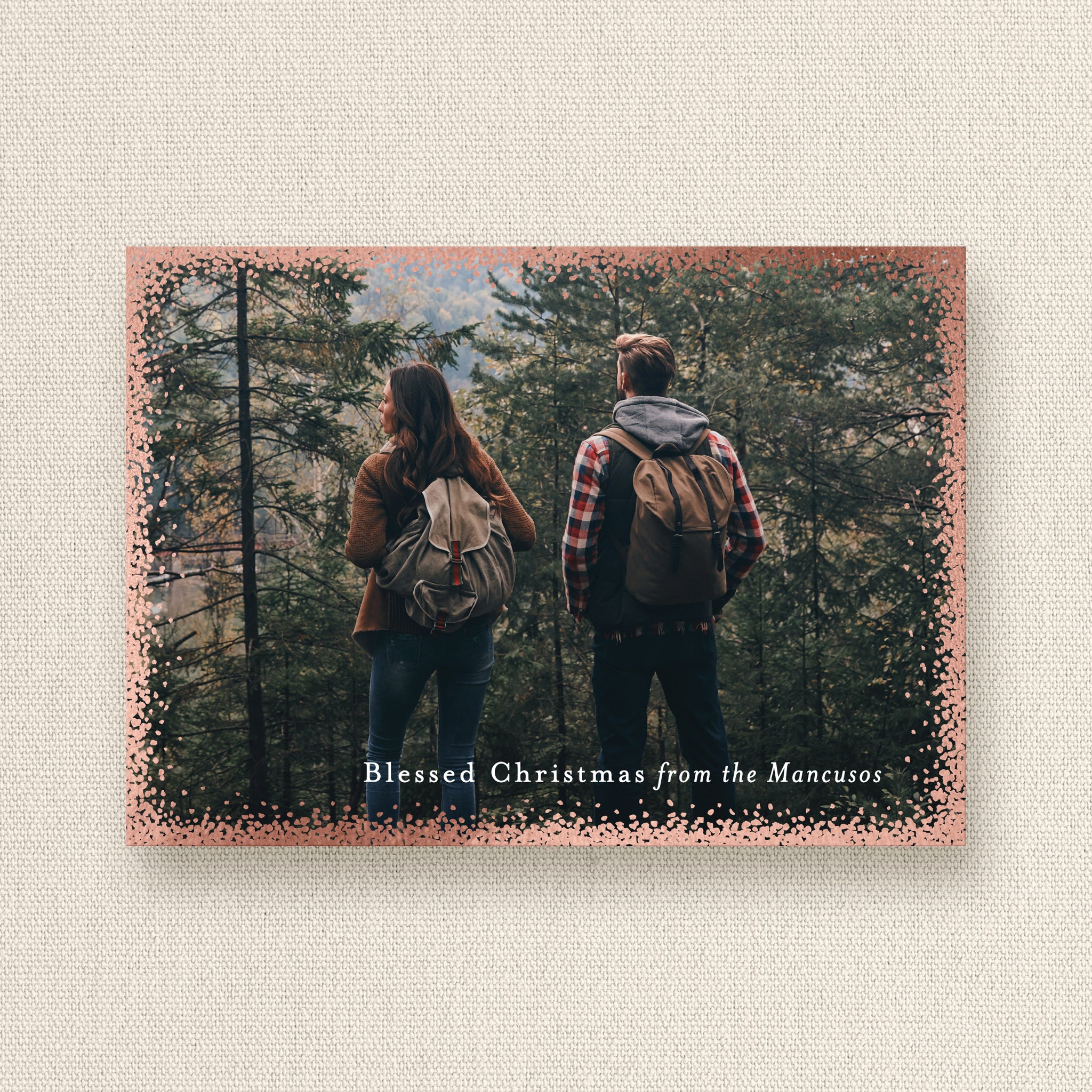 Holiday Frame Photo Card with Rose Gold Foil