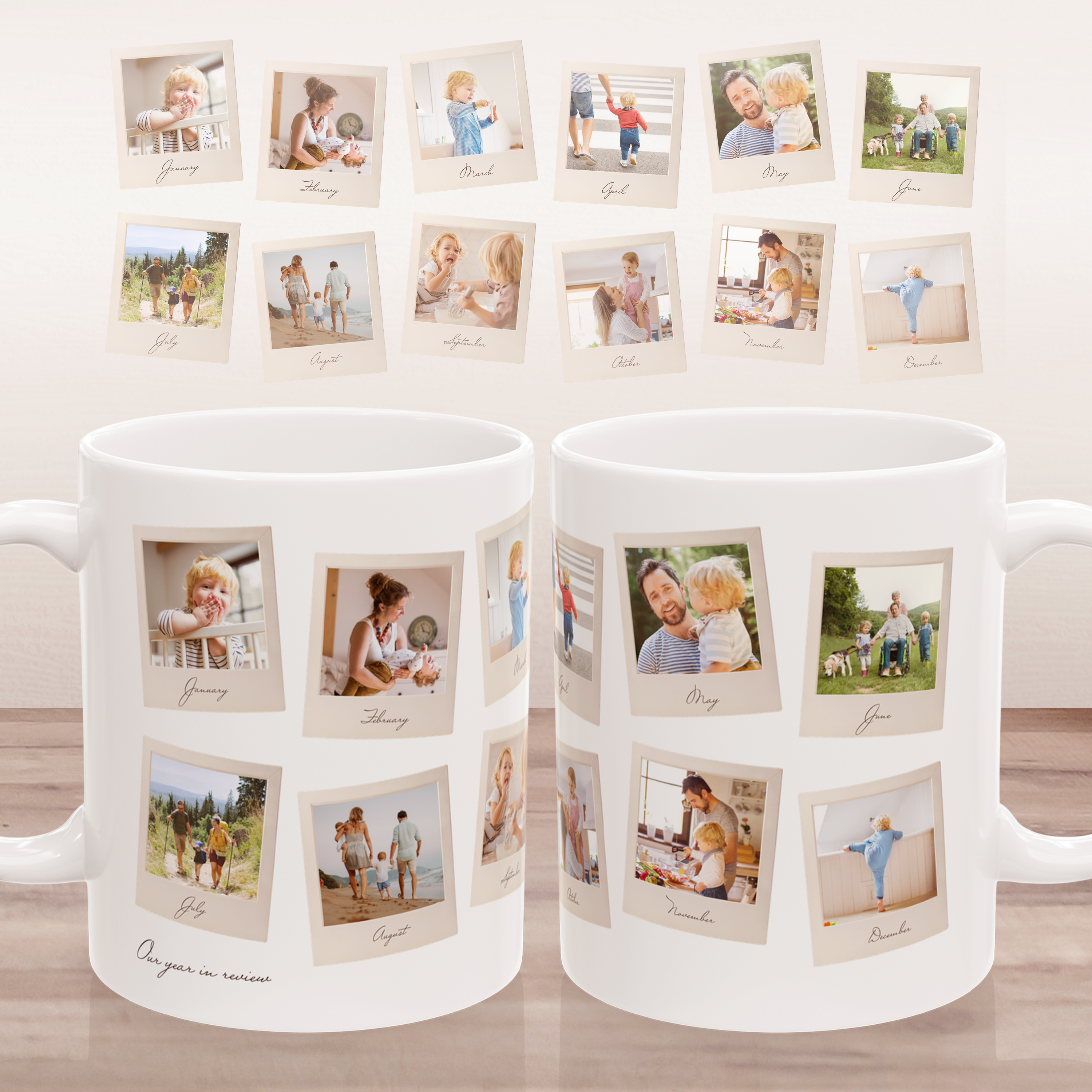 Our Year Personalized Photo Ceramic Mug - Wiggly Polaroids
